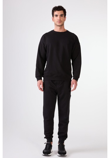 Dufy Siyah Bisiklet Yaka Regular Fit Erkek Sweatshirt Siyah
