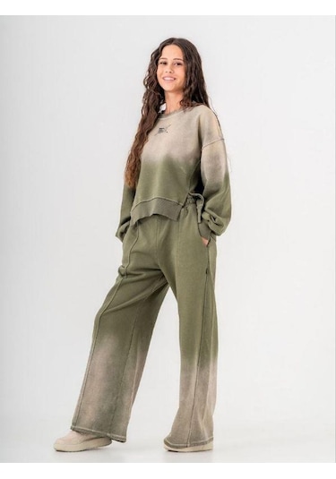 Kız Çocuk Batik Yıkama Tasarım 3 İplik Eşofman Takım-14223 Haki