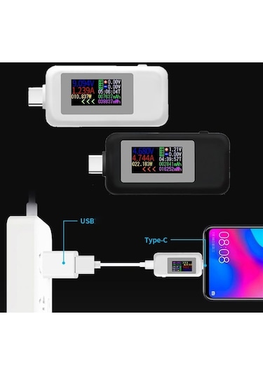 Butuglobal Kws-1902c Renk Tipi C Usb Akım Gerilim Monitör Güç Ölçer Siyah