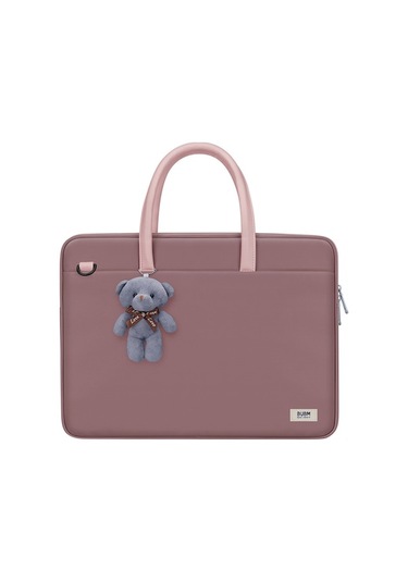 Bubm Taşınabilir 15.6 İnç Dizüstü Çantası, Hafif Ve Dayanıklı, Büyük Kapasiteli, Ayı Rozetli, Çeşitli Renk Seçenekleri Pembe Pembe