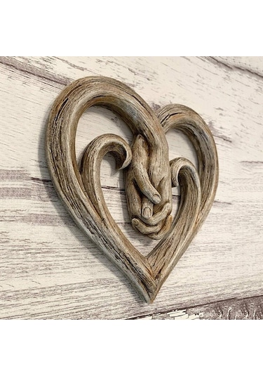 Sones 30 X 30cm El Tutan El Kalp Şeklinde Ahşap Duvar Dekorasyonu El Sanatları Kolye