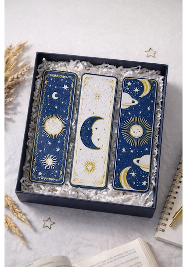 Celestial Night Güneş & Ay Temalı Kitap Ayracı Seti