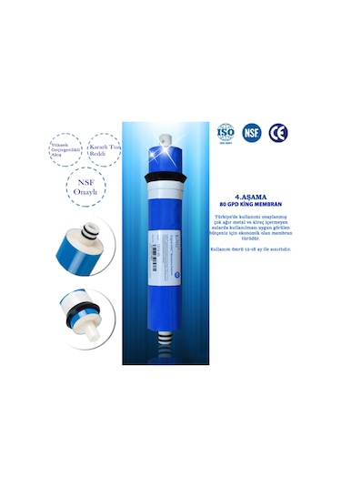 Açık Kasa Su Arıtma Cihazı Filtresi 8 Aşama 80 Gpd King Membranlı