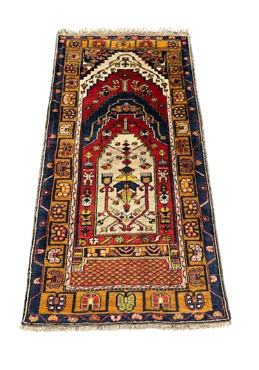 El Dokuma Sıfır Antika Yahyalı Seccade 80x160 Kök Boya Namazlık