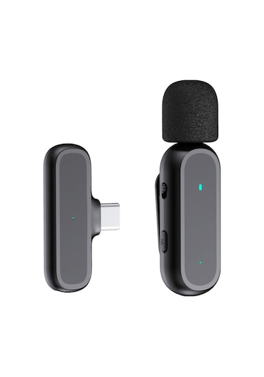 Skycıty Tek Bağlantılı Kablosuz Mikrofon, 20 Metre İletim Mesafesi İle Hemen Kullanıma Hazır, Siyah