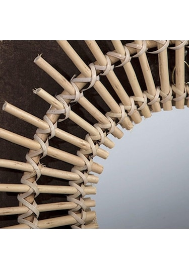 Pazly Yapımı Suntek Sunburst Rattan Modern Magideal M El Duvar Doğal Ayna Asılı Tc Bej