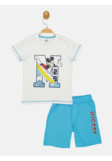 Mickey Mouse Lisanslı Beyaz Erkek Çocuk Alt Üst Takım Mc18072 Beyaz