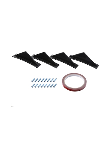 Wezone 4 Adet Abs Siyah Araba Arka Tampon Spoileri - Eğimli Stil, 15cm Boyut, Çift Taraflı Yapıştırıcı Ve Vida Seti