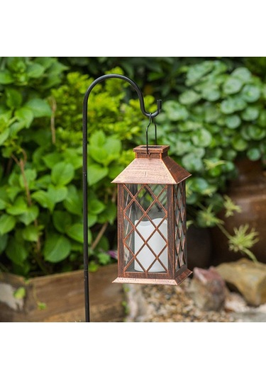 Geeksen Led Güneş Enerjili Suya Dayanıklı Bahçe Parti Dekorasyon Feneri - Yanmaz Titreşen Mum Işığı Kırmızı