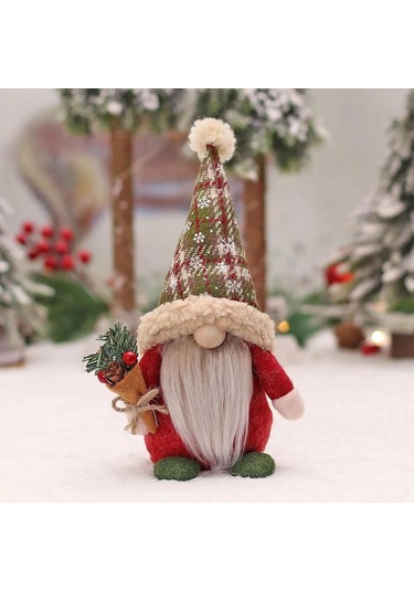 Geekyou Yeşil 24 Cm Noel Gnomu, 1 Adet, Polyester Materyal, Ev Dekorasyonu, Konfor Sağlar, Desteksiz Durabilir