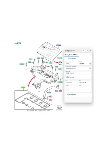 Üst Takım Conta Reinz Keçeli Mondeo Kuga Focus 2.0tdcı Rylt637698 - 3m5q6l004ca