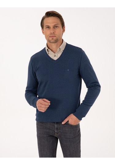 Pierre Cardin Erkek İndigo Melanj Kazak /triko 50314190-vr155 Indigo Melanj