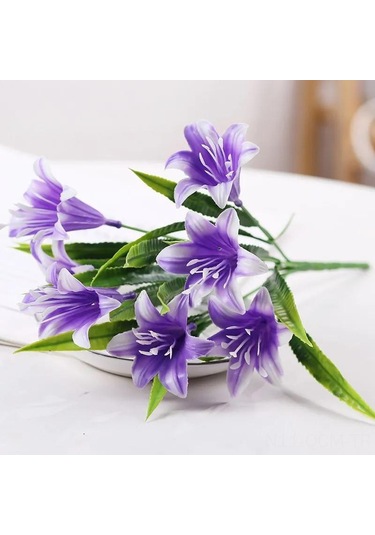 Qingmipy 7 Başlı Plastik Lale Buketi - Su Bitkisi Takma Çiçek - Mor