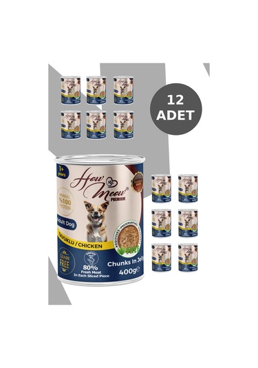 How Meow Jöleli Tavuklu Yetişkin Köpek Konserve Maması 12 x 400 G