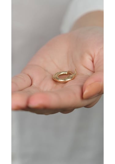 Arpaş 14 Ayar Altın İşlemeli Klipsli Halka Küpe 916 Gold