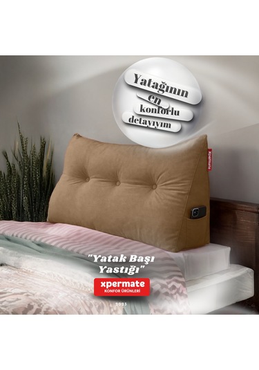 Yatak Başı Yastığı Sırt Ve Bel Destek Yastığı 140 Cm Kahverengi