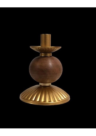 Tekli Pino Mumluk Ahşap Top Detaylı Gold Küçük