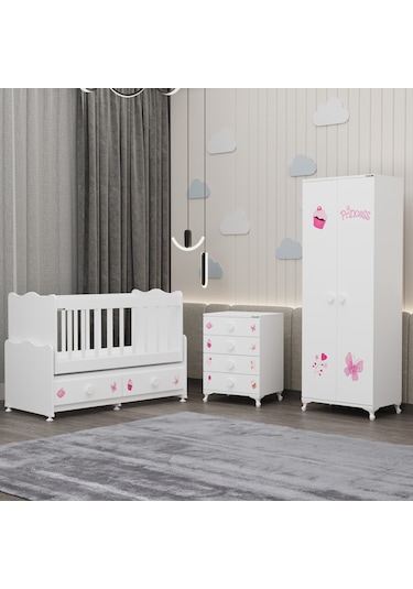 Elegant Yıldız 2 Bebek Odası Takımı - Prenses Beyaz