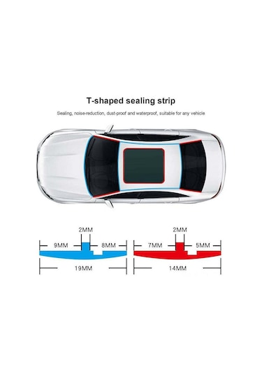 Hombey T Tipi Araba Zarfı, Cam, Pencere, Bagaj Kapısı Sızdırmazlık Bantı - Ses Yalıtımı, Su Engelleme, 2m X 14mm Epdm Kauçuk Oto Sızdırmazlık Bantı
