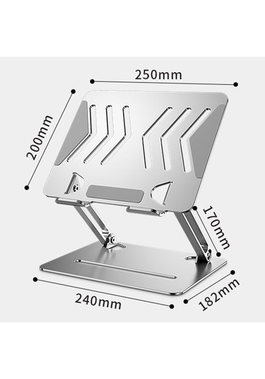 L307 Taşınabilir Dizüstü Bilgisayar Standı Yüksekliği Ayarlanabilir Soğutma Tasarımlı Metal Masaüstü Tutucu Gri