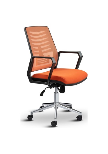 Asbir Mobilya Metis Metal Ayaklı Çalışma Koltuğu Ofis Sandalyesi Gri Kırmızı