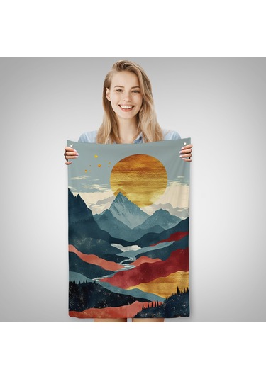 Dağların Üstündeki Güneş Manzarası Duvar Örtüsü-7649