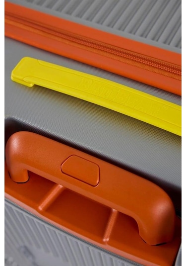 Bad Bear Logo Suitcase 23.01.80.003g Gri Kabin Küçük Boy Tekerlekli Abs Valiz 40 Lt. Gri