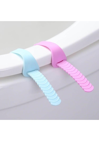 Jms 2 Adet Silikon Kaldırıcı Klozet Kapağı Seyahat Ev Banyo İçin Kapak Kolu Mavi - Pembe