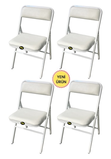 Hey 4'lü Katlanır Kamp Sandalyesi Piknik Sandalyesi Beyaz