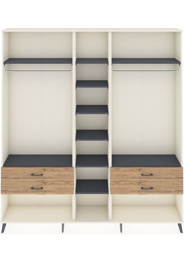 Arges Dolap 10 Raflı 4 Çekmeceli 2 Askılı 220x30x243 Aytaşı-antrasit/çam Antrasıt/atlas Çam