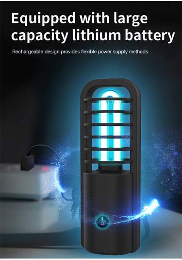 Uv Işık Şarj Edilebilir Ultraviole Işık Taşınabilir Uv Lamba Ultraviole Ve Ozon Temizleme Işığı Mobil Ultraviole Lamba Siyah