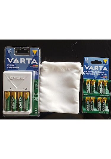 Varta Plug  Şarj Cihazı+12x2100mAh AA Şarjlı Kalem+ÇANTA
