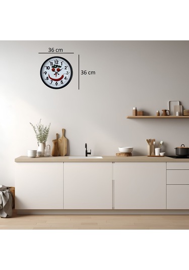 Büro Ev Ofis Hediyesi İçin 36cm Siyah Sebze Figürlü Şirin Mutfak Duvar Saati Diğer