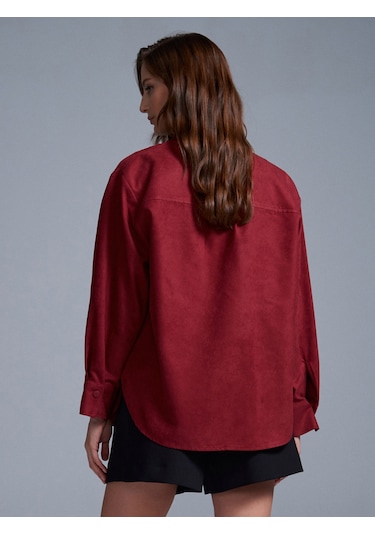 Dilvin 50532 Süet Gömlek Ceket-bordo Bordo