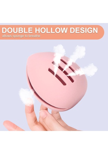 Silikon Makyaj Süngeri Tutucu, Nefes Alabilir Ve Kırılmaz Güzellik Blender Kutusu, Çift Taraflı 3 Çizgili Havalandırmalı Tasarım, Süngerler İçin Taşınabilir Seyahat Saklama Alanı 1 Paket Pembe