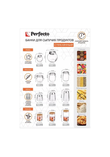 Perfecto Lınea Azhur 1,6 Litre Cam Şişe, Kuru Gıda Muhafazası 214455926