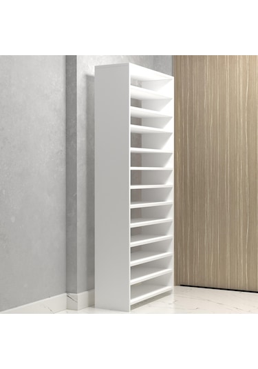 Kenzlife Ayakkabılık Konevi Mat Beyaz Suntalam 183 080 30 Kırksekiz Çift Ayakkabı Kapasitesi Arkalıksız Beyaz