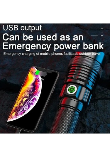 Ebitda Yüksek Parlaklık Lazer El Feneri, Teleskopik Zoom, Uzun Menzilli, Açık Hava Kamp El Feneri Çok Renkli