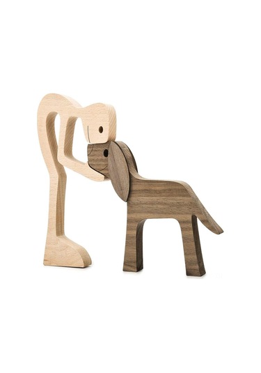 Dianziye Ahşap Köpek Aile Ornamenti - Skandinav Tasarım, Doğal Dokuma, Ev Dekorasyonu, Stres Azaltıcı, Hediye Önerisi B03