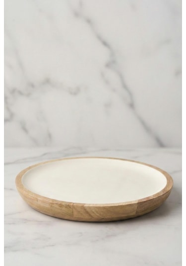 Mango Agacı Servis Tabağı & Sunum Tabağı 25 Cm Krem Krem - Kahverengi