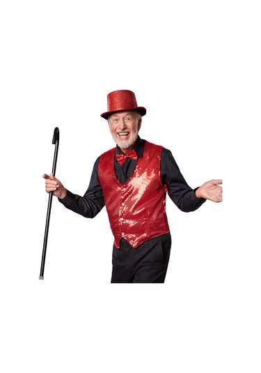 Gece Işıltısı Kırmızı Payetli Pullu Papyon 7x2 Cm