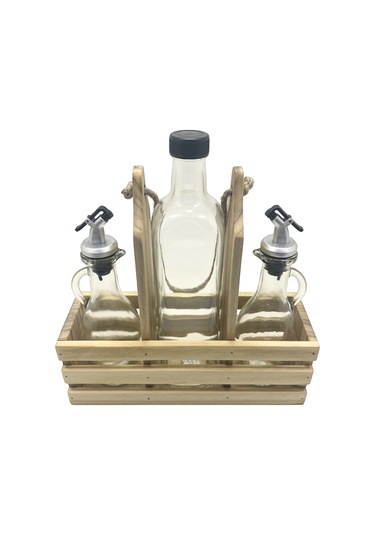 Ahşap Doğal 3lü 2+1 Set Yağdanlık Ve Sosluk Takımı Set Ihlamur - Kavak 1 Set Ahşap