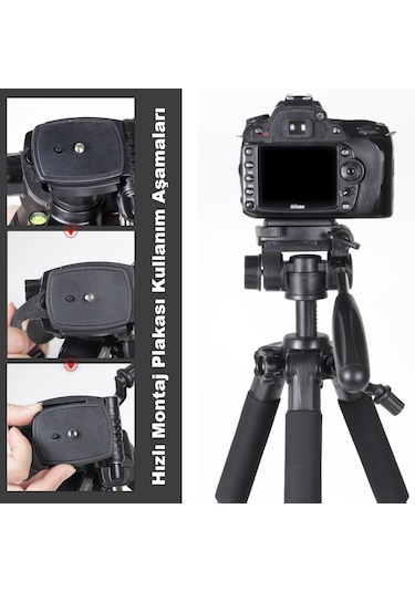 Canon Nikon DSLR Makineler ile Uyumlu Profesyonel Tripod