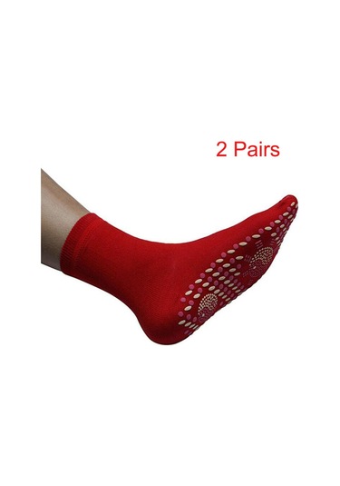 Kırmızı Fır Manyetik Çorap - Kendinden Isınmalı Manyetik Çorap Unisex 2pcs