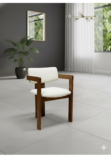 Noıre Ahşap Modern Yemek Masası 6 Kişilik Yemek Masa Takımı Ceviz Beyaz