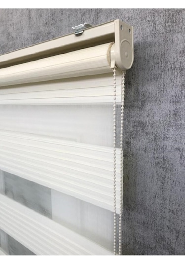 Kidmex Krem Geniş Plise Zebra Stor Güneşlik Perde