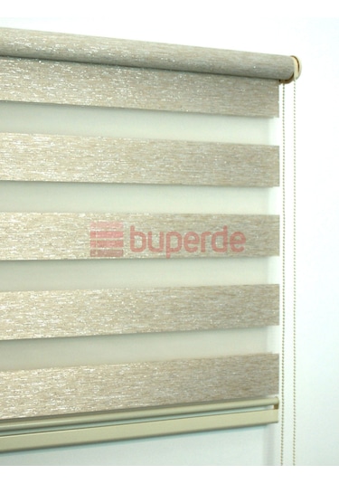 Buperde Simli Krem Bambu Zebra Stor Perde