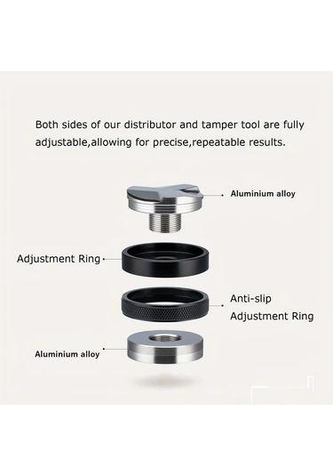 Honeybeeshop 58 Mm Ayarlanabilir Basınçlı Çift Başlı Espresso Tamper 51 53 58mm Alüminyum Alaşımlı Kahve Değirmeni Ev Restoran Kullanımı Ahşap