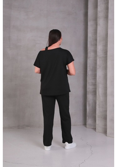 Askılı Yıldız Taş Baskılı Takım Siyah