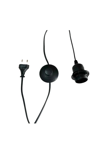 E14 Duylu 3 Metre Yerpuarlı Aç Kapat Anahtar Fişli Seyyar 2x0,50 Siyah